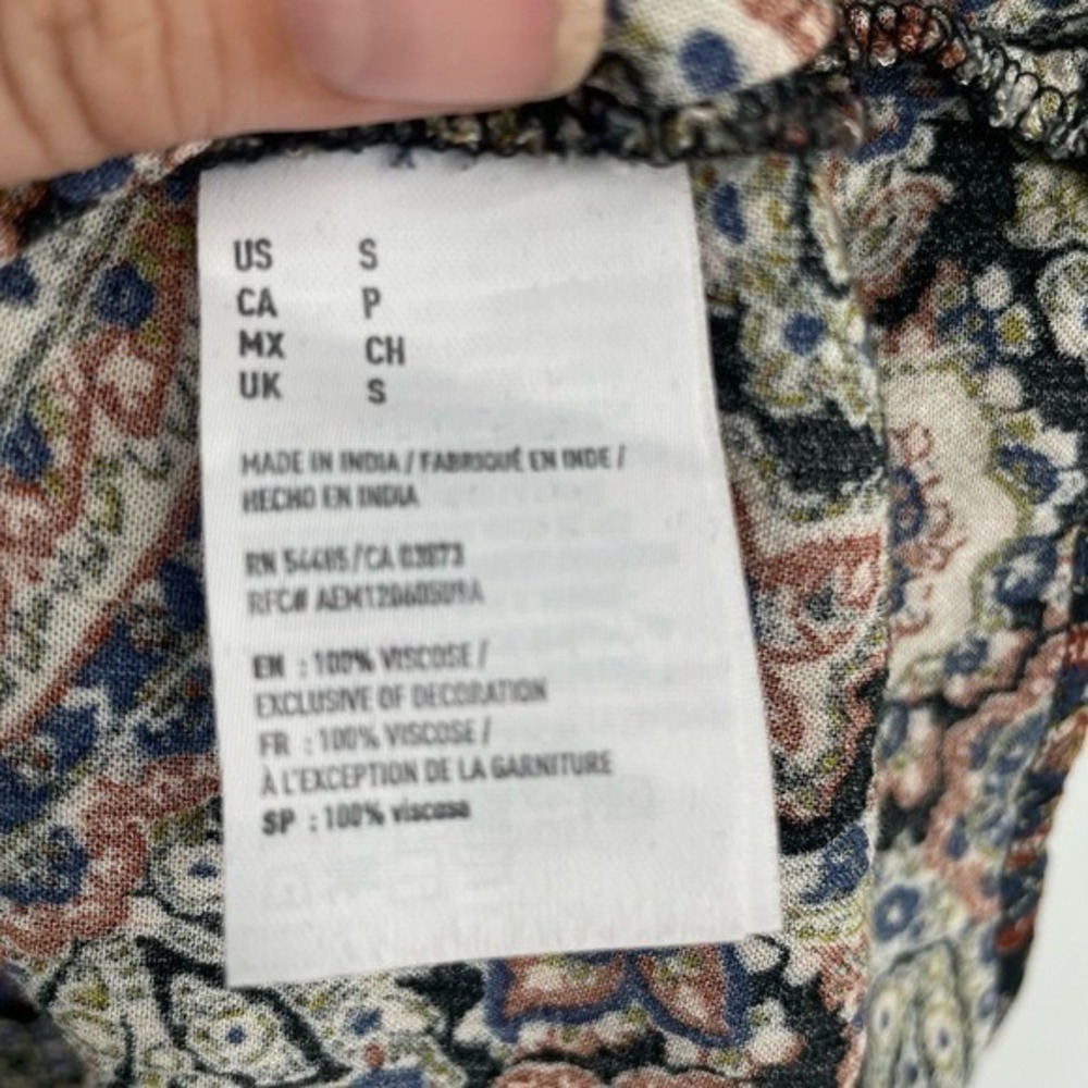 American Eagle Women's Floral Bohemian Keyhole Bell Sleeves Mini Dress Size S - Picture 11 of 14